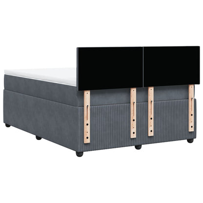 Boxspring met matras fluweel donkergrijs 140x200 cm