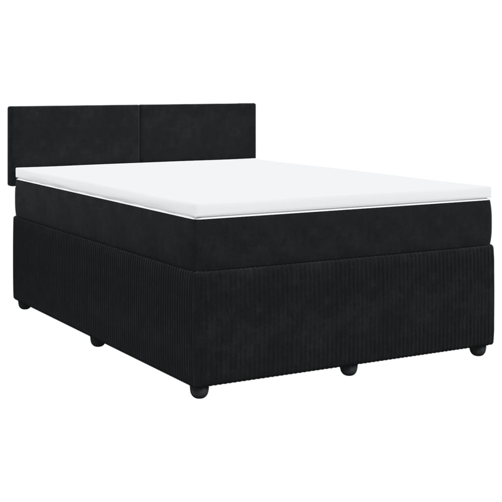Boxspring met matras fluweel zwart 140x200 cm