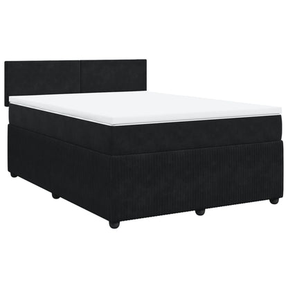 Boxspring met matras fluweel zwart 140x200 cm