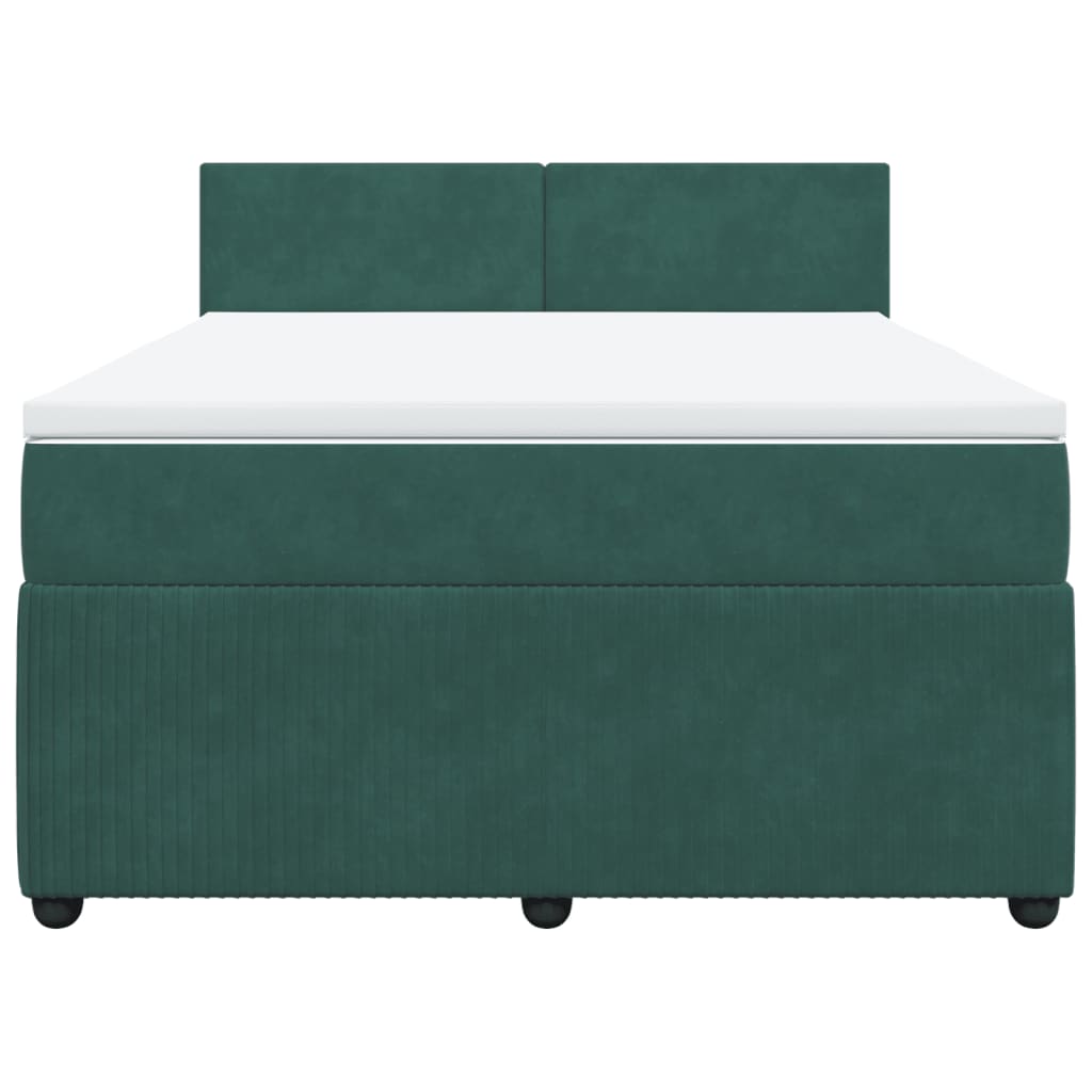 Boxspring met matras fluweel donkergroen 140x200 cm