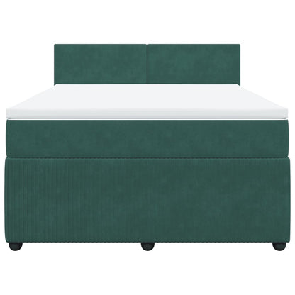 Boxspring met matras fluweel donkergroen 140x200 cm