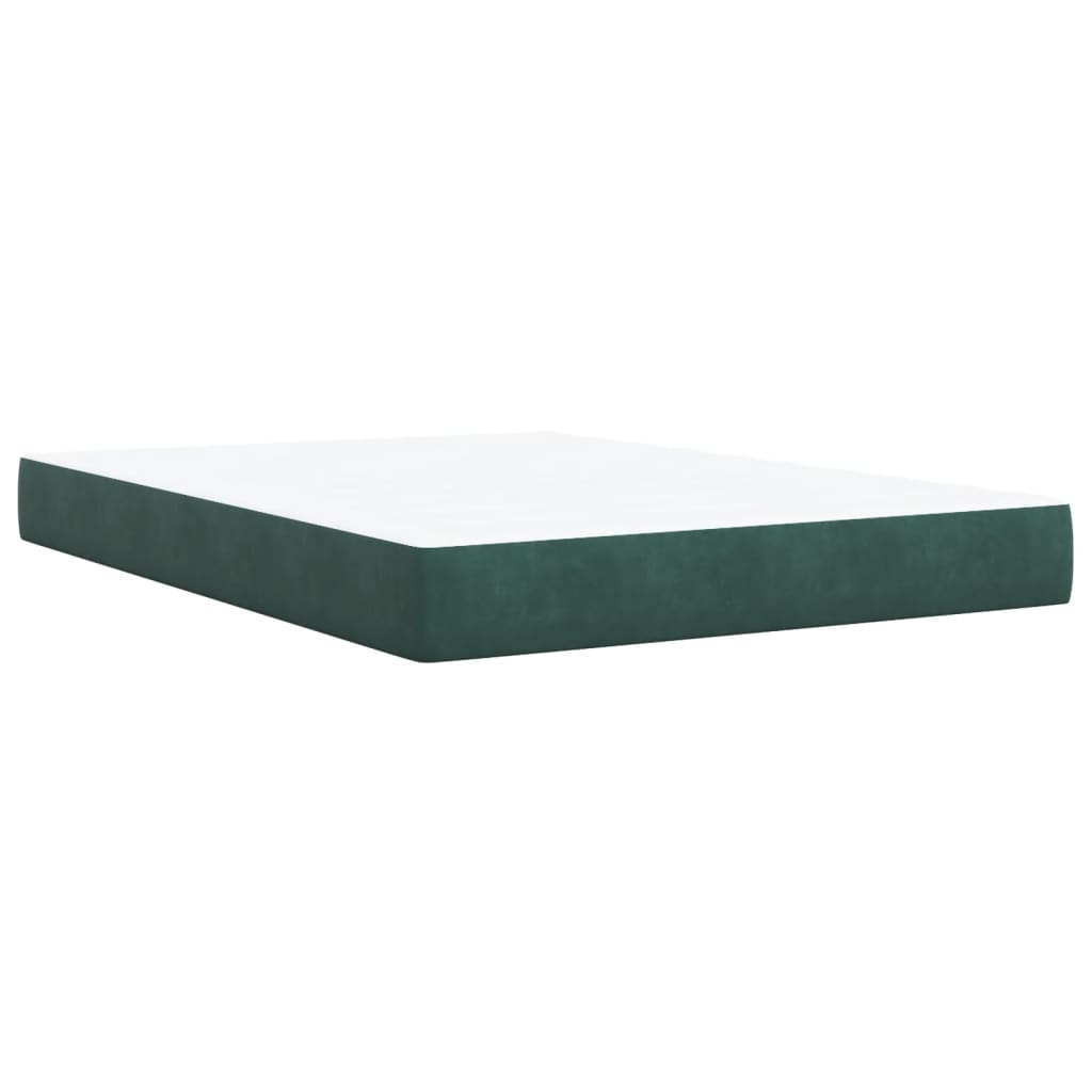 Boxspring met matras fluweel donkergroen 140x200 cm