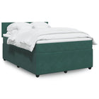 Box spring bed with velvet mattress dark green 140x200 cm