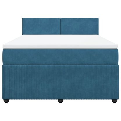 Boxspring met matras fluweel blauw 140x200 cm