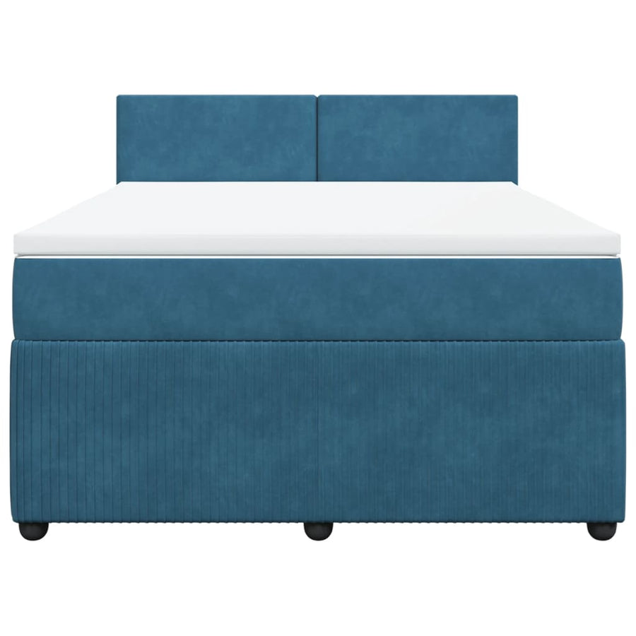 Boxspring met matras fluweel blauw 140x200 cm