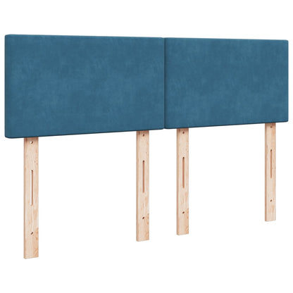 Boxspring met matras fluweel blauw 140x200 cm