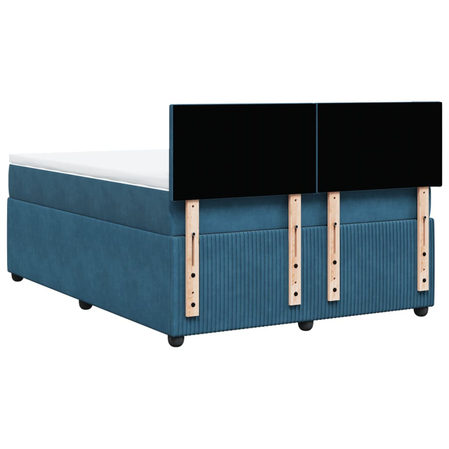 Boxspring met matras fluweel blauw 140x200 cm