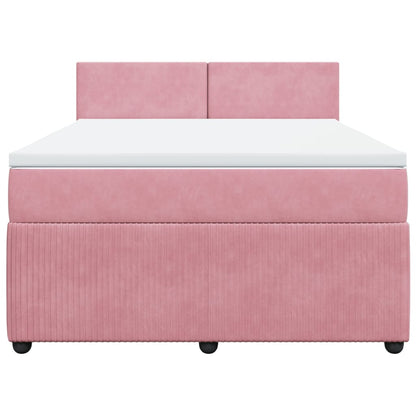 Boxspring met matras fluweel roze 140x200 cm