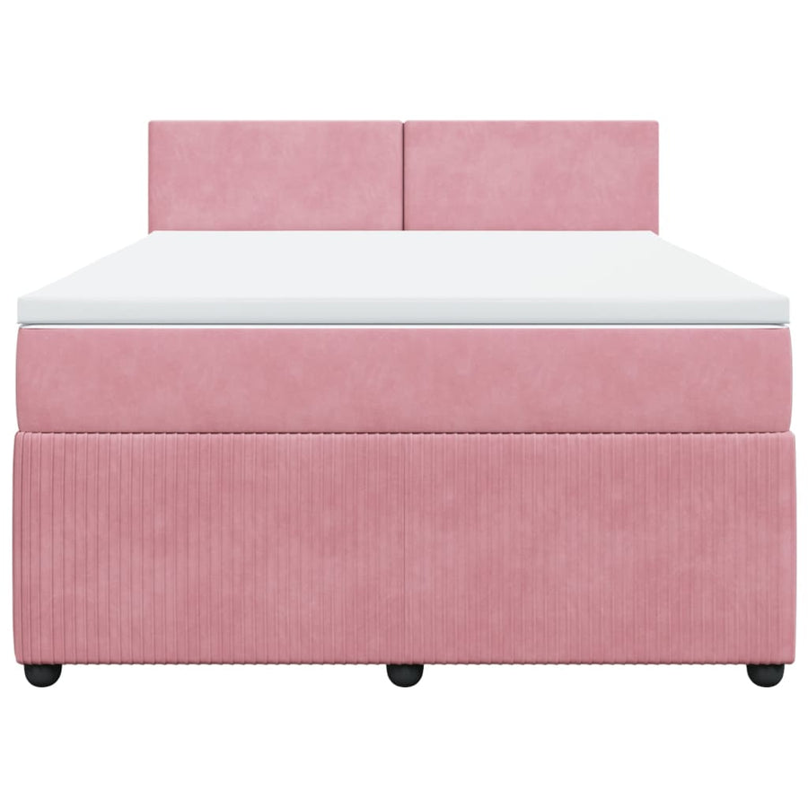 Boxspring met matras fluweel roze 140x200 cm