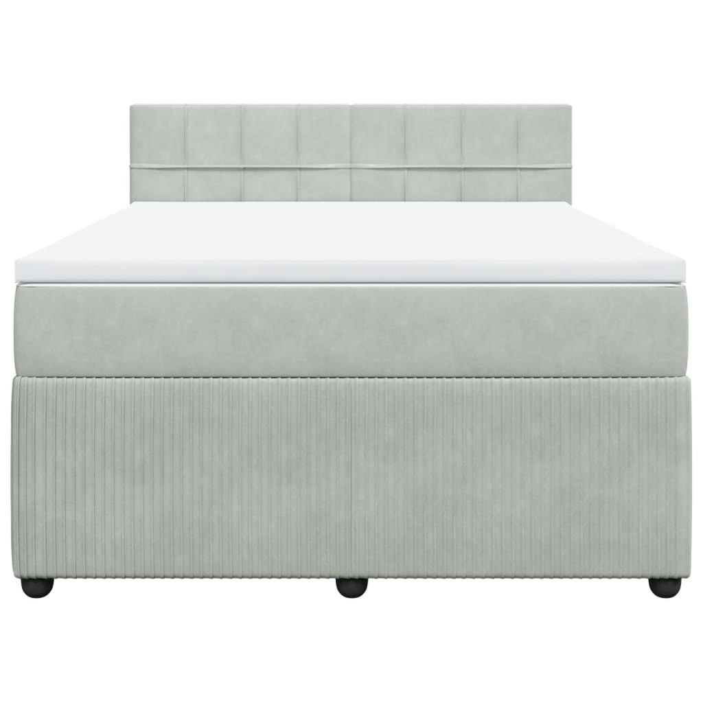 Boxspring met matras fluweel lichtgrijs 140x200 cm