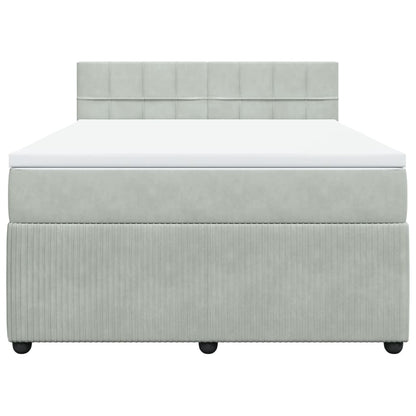 Boxspring met matras fluweel lichtgrijs 140x200 cm