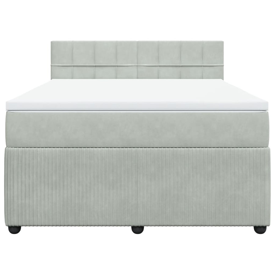Boxspring met matras fluweel lichtgrijs 140x200 cm