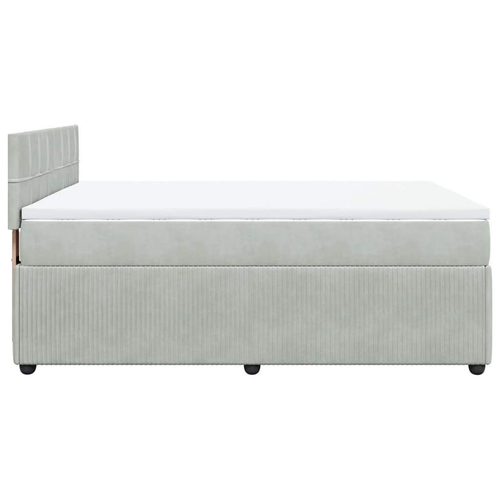 Boxspring met matras fluweel lichtgrijs 140x200 cm