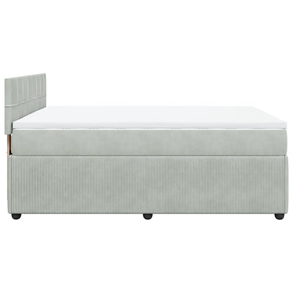 Boxspring met matras fluweel lichtgrijs 140x200 cm