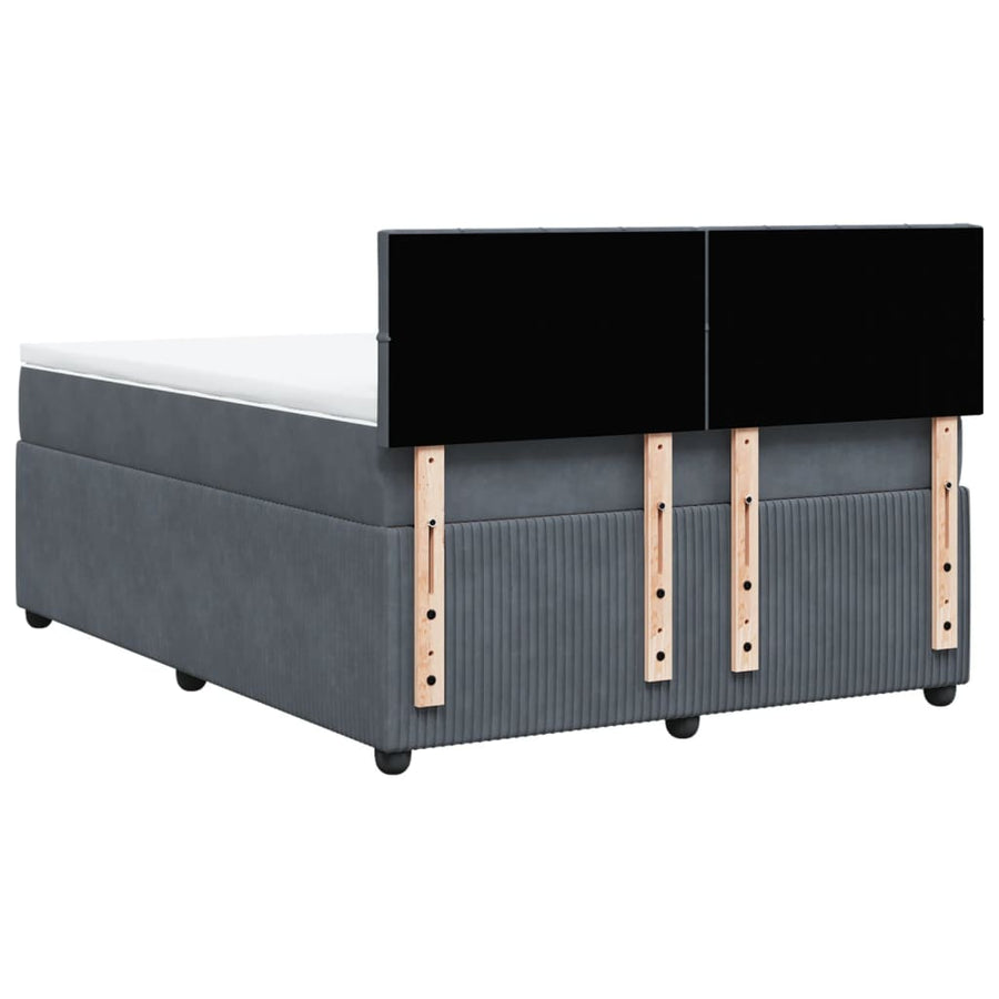 Boxspring met matras fluweel donkergrijs 140x200 cm