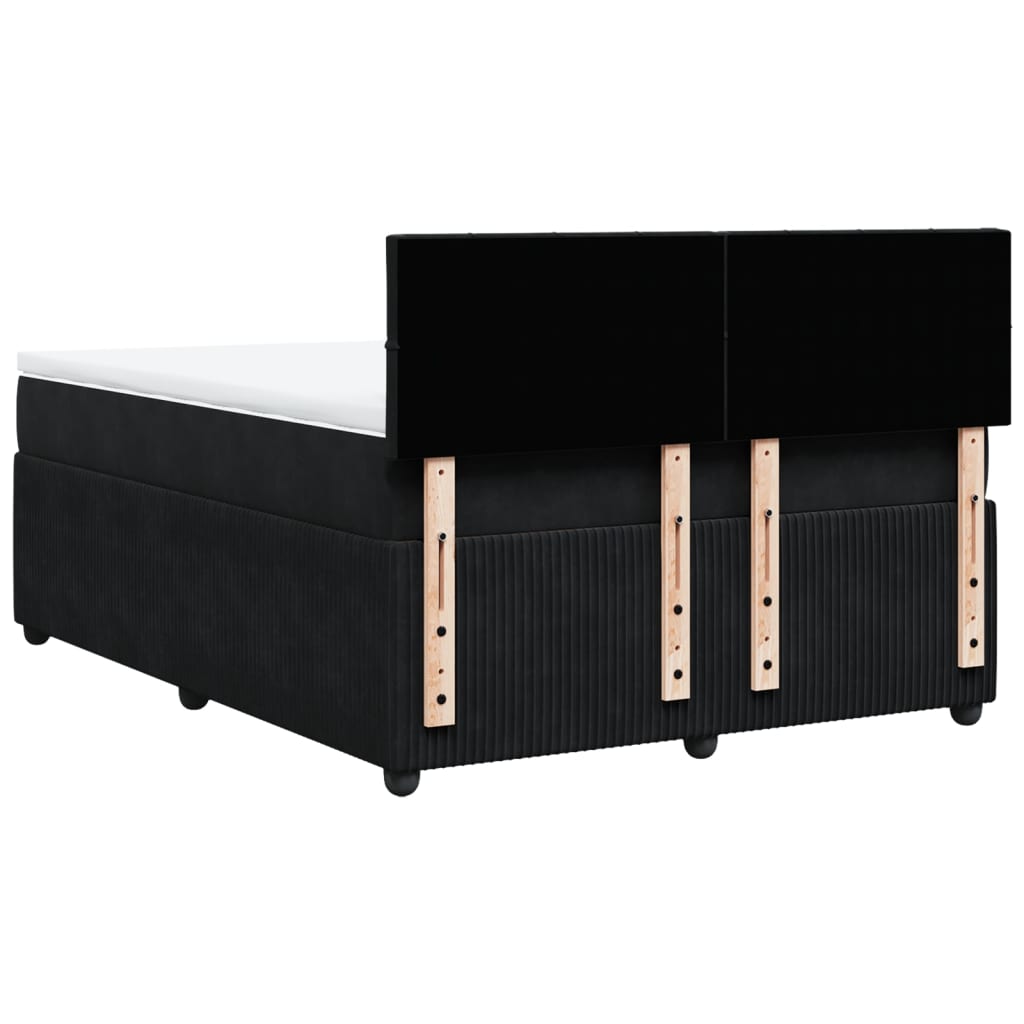 Boxspring met matras fluweel zwart 140x200 cm