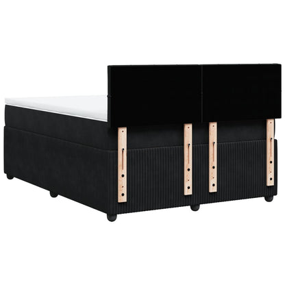 Boxspring met matras fluweel zwart 140x200 cm