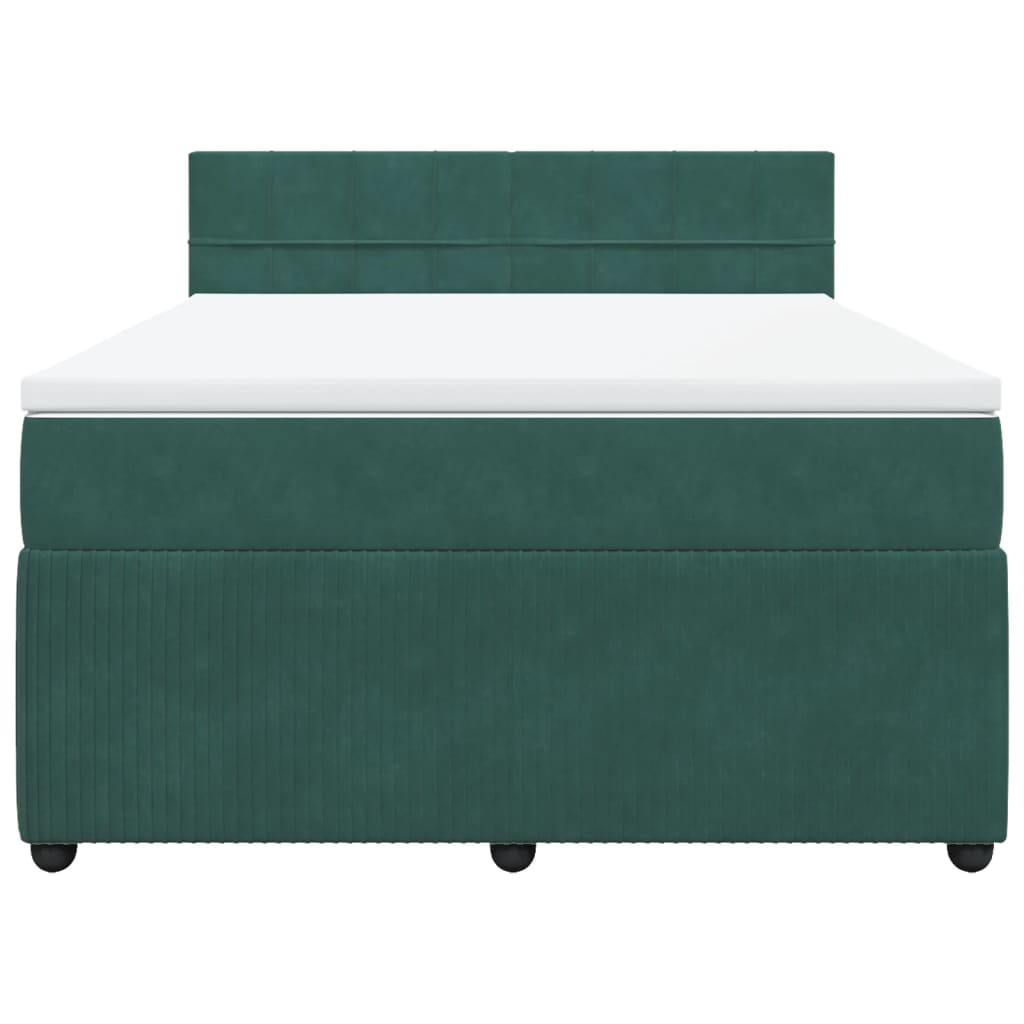 Boxspring met matras fluweel donkergroen 140x200 cm