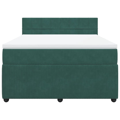 Boxspring met matras fluweel donkergroen 140x200 cm