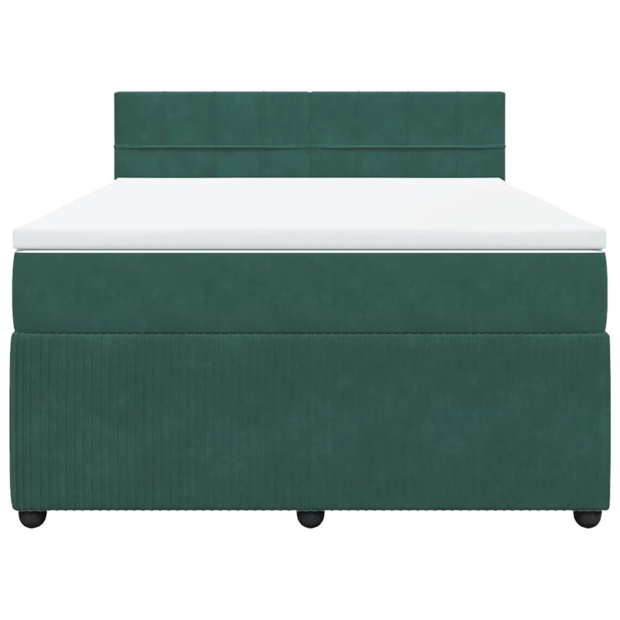 Boxspring met matras fluweel donkergroen 140x200 cm