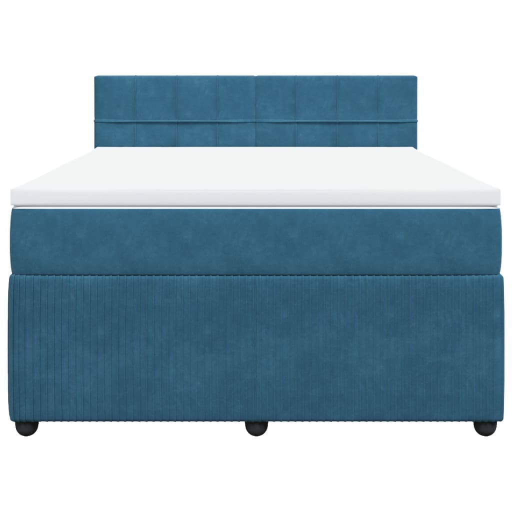 Boxspring met matras fluweel blauw 140x200 cm