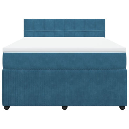 Boxspring met matras fluweel blauw 140x200 cm