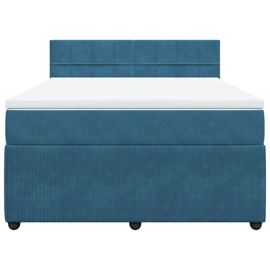 Boxspring met matras fluweel blauw 140x200 cm