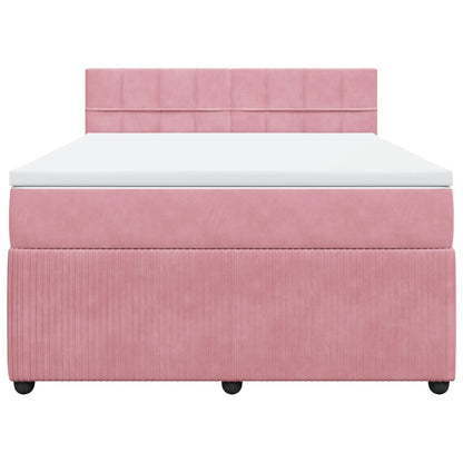 Boxspring met matras fluweel roze 140x200 cm