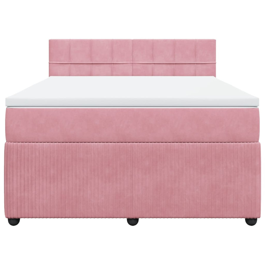 Boxspring met matras fluweel roze 140x200 cm