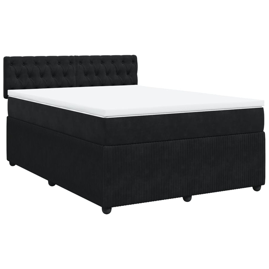 Boxspring met matras fluweel zwart 140x200 cm