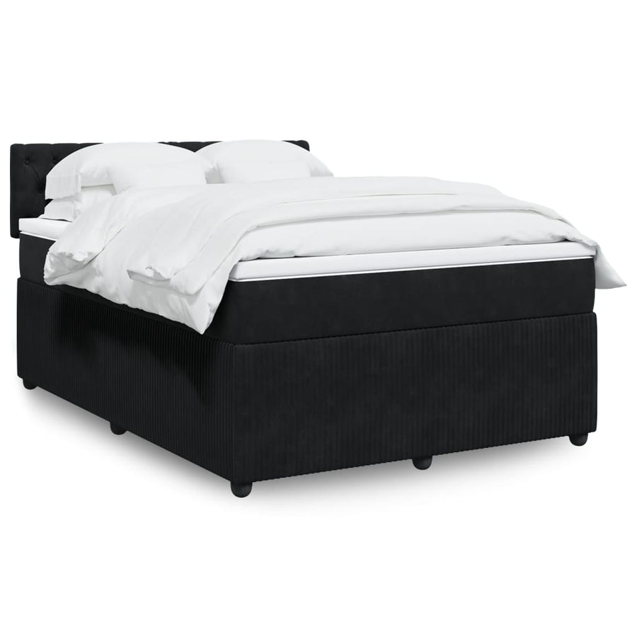 Boxspring met matras fluweel zwart 140x200 cm