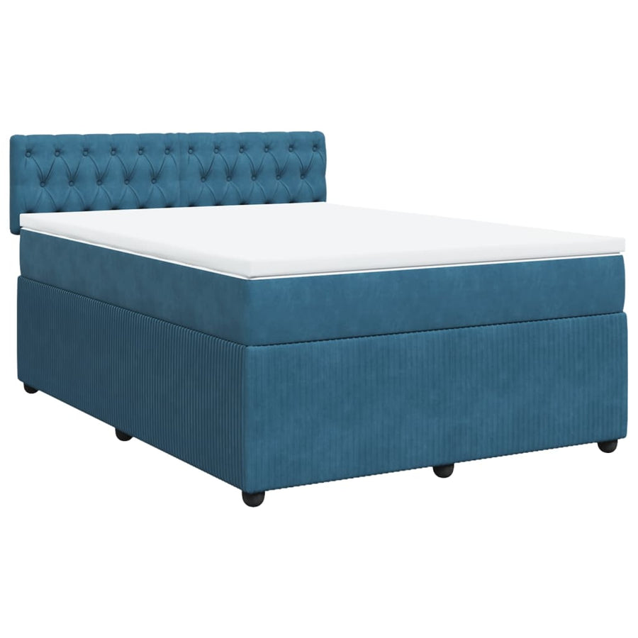 Boxspring met matras fluweel blauw 140x200 cm