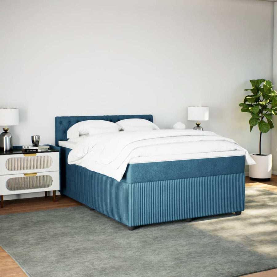 Boxspring met matras fluweel blauw 140x200 cm