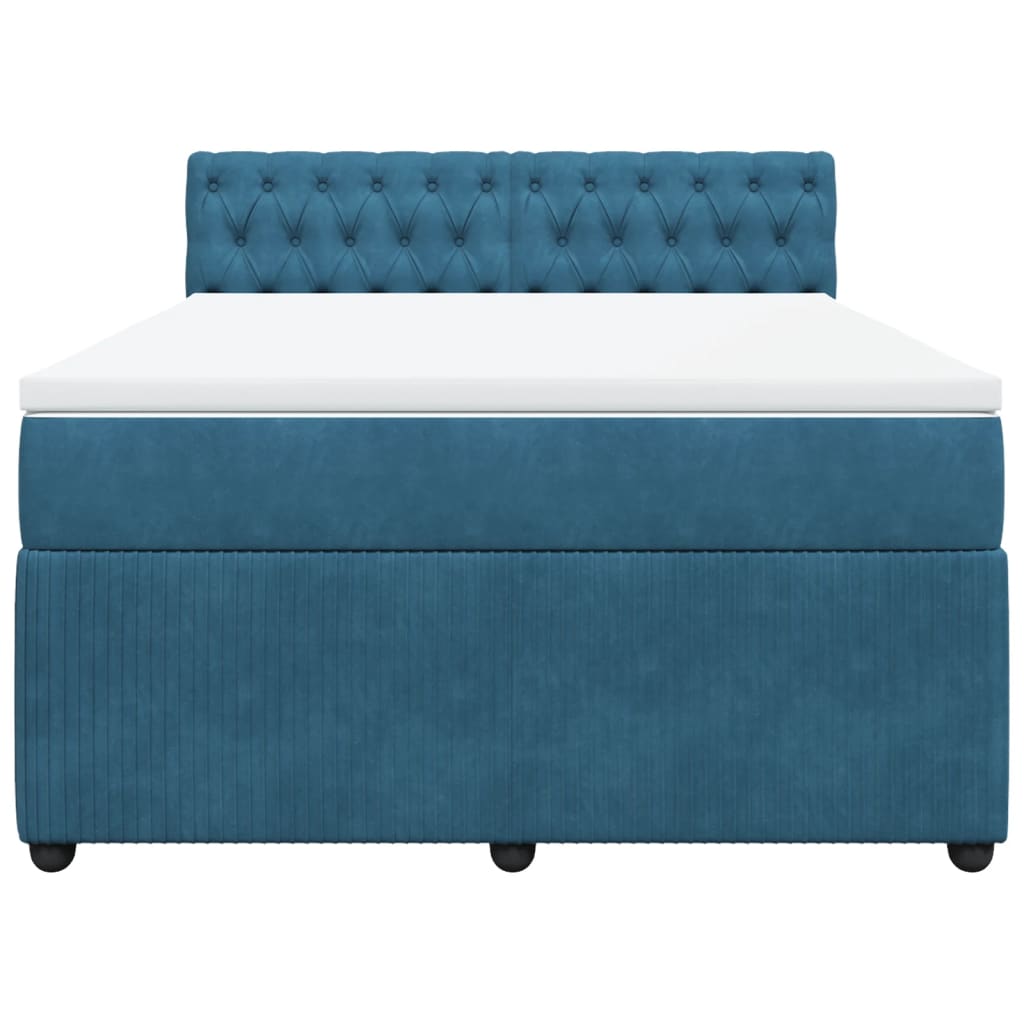 Boxspring met matras fluweel blauw 140x200 cm