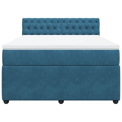 Boxspring met matras fluweel blauw 140x200 cm