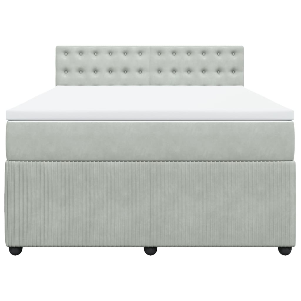 Boxspring met matras fluweel lichtgrijs 140x200 cm