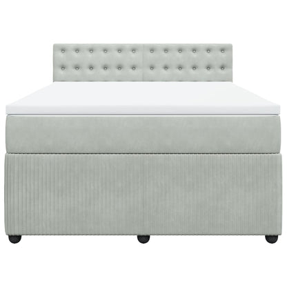 Boxspring met matras fluweel lichtgrijs 140x200 cm