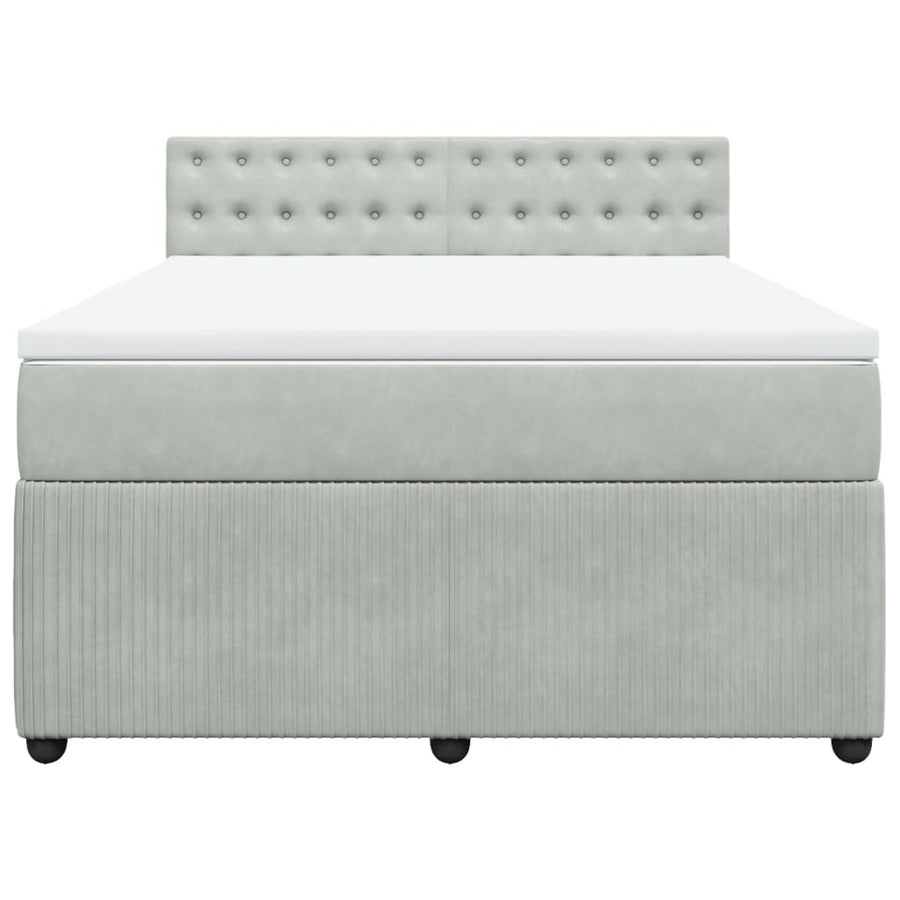 Boxspring met matras fluweel lichtgrijs 140x200 cm