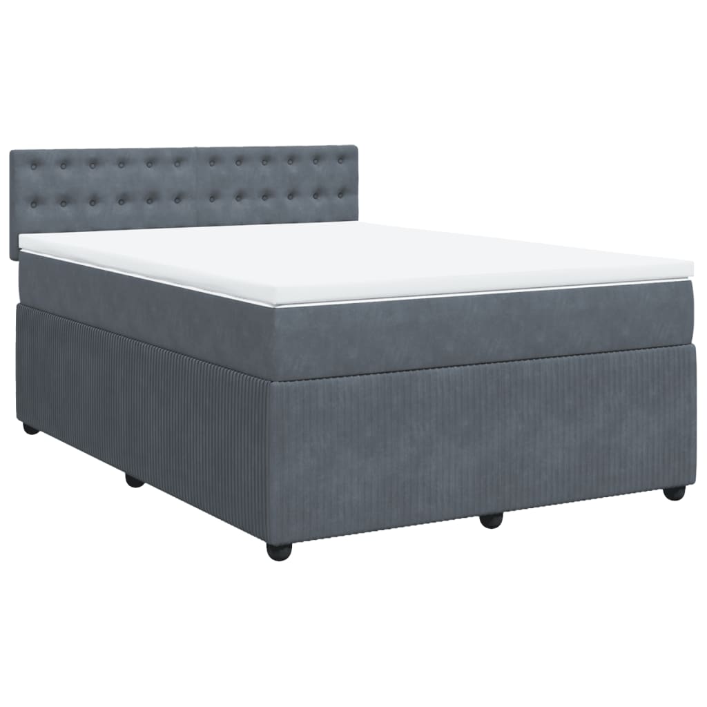 Boxspring met matras fluweel donkergrijs 140x200 cm