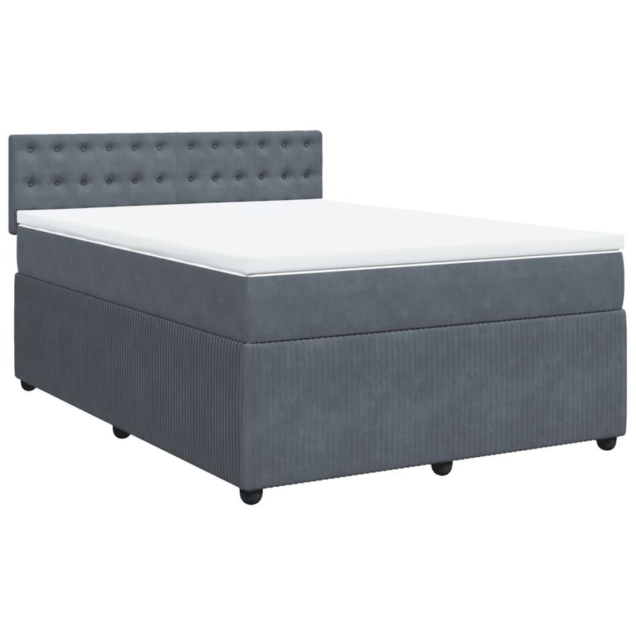 Boxspring met matras fluweel donkergrijs 140x200 cm