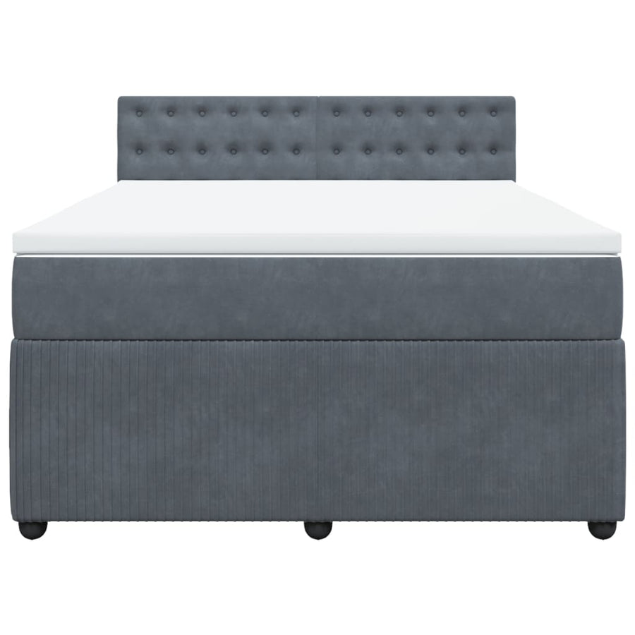 Boxspring met matras fluweel donkergrijs 140x200 cm