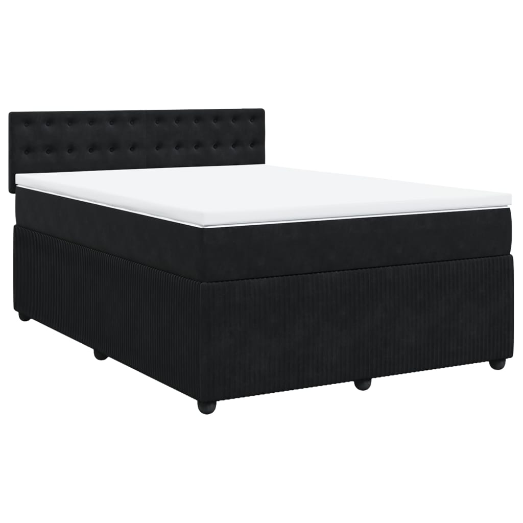 Boxspring met matras fluweel zwart 140x200 cm