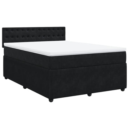 Boxspring met matras fluweel zwart 140x200 cm