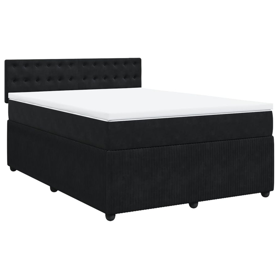 Boxspring met matras fluweel zwart 140x200 cm