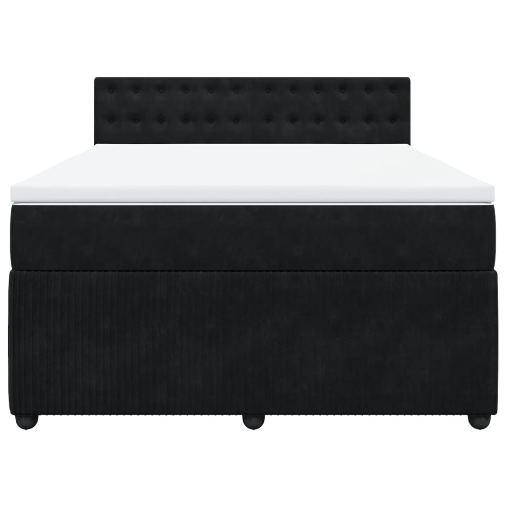 Boxspring met matras fluweel zwart 140x200 cm