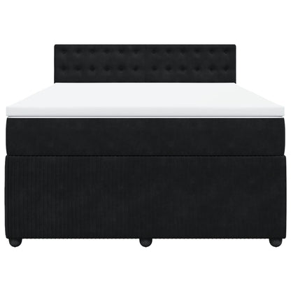 Boxspring met matras fluweel zwart 140x200 cm