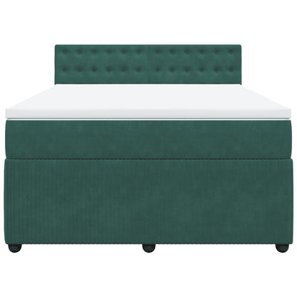 Boxspring met matras fluweel donkergroen 140x200 cm