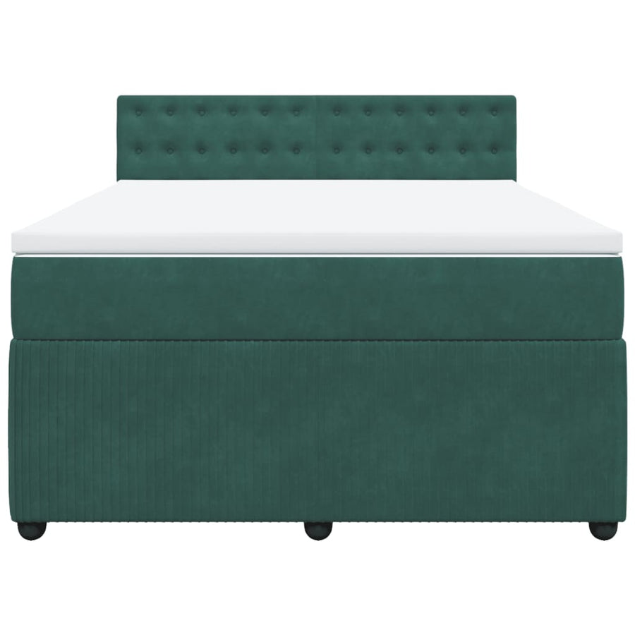 Boxspring met matras fluweel donkergroen 140x200 cm