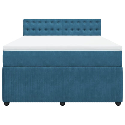 Boxspring met matras fluweel blauw 140x200 cm