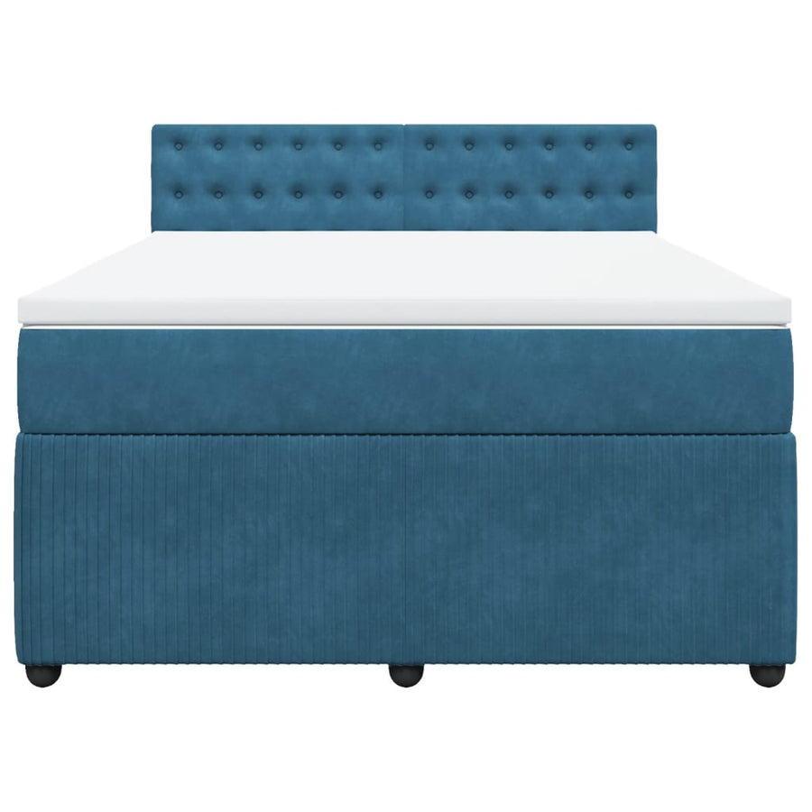 Boxspring met matras fluweel blauw 140x200 cm